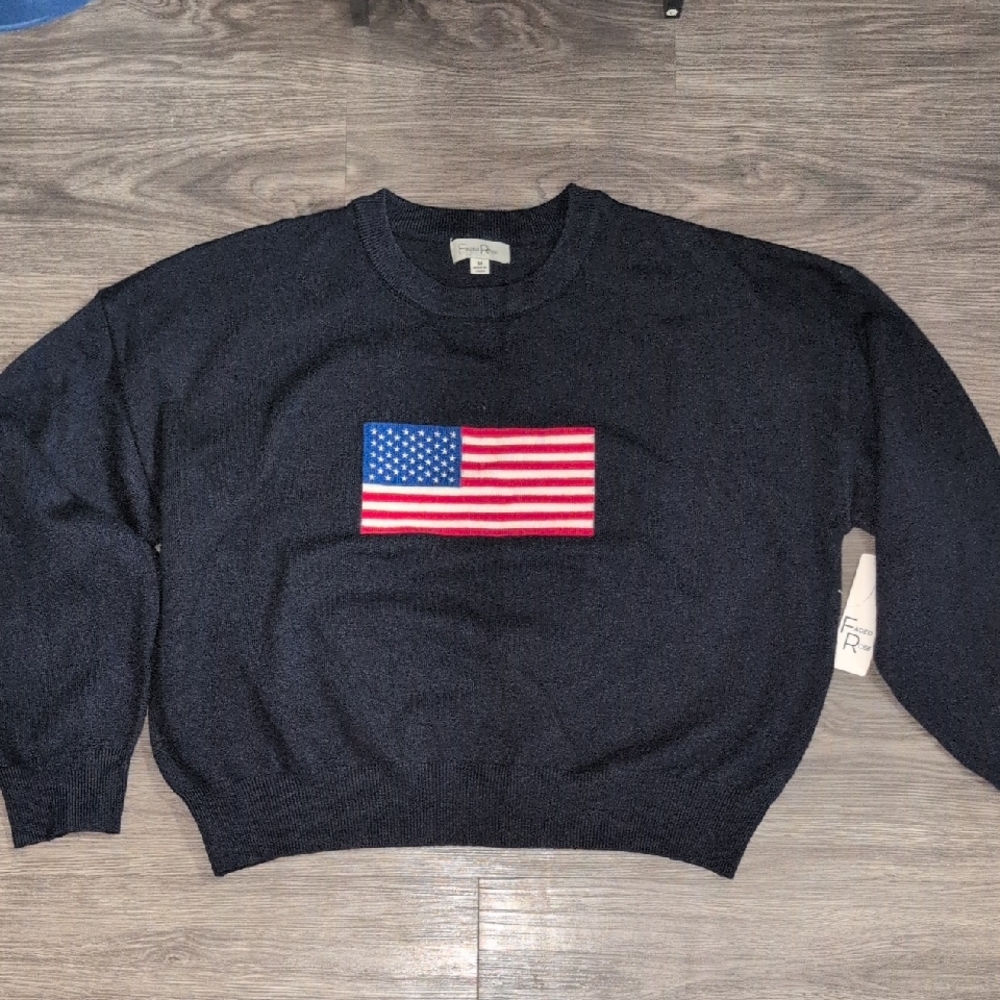 Navy Blue American Flag Sweater